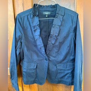 Ruffled lapel navy blazer